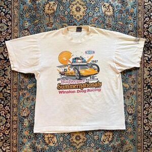 Vintage 1987 Budweiser Summer National Drag Racing T shirt